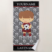 Bruin Polka Dots Voetbal Gepersonaliseerde Naam Ki Strandlaken (Voorkant)