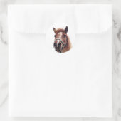 Bruin Pony Ronde Sticker (Tas)