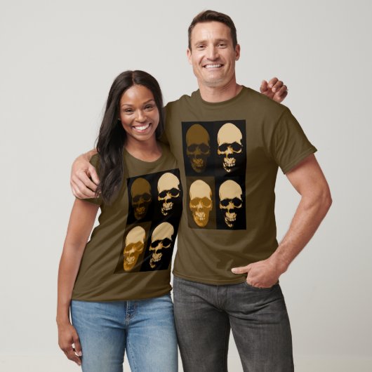 Bruin Pop Kunst Retro Stijlvolle schedel T-shirt (Unisex)