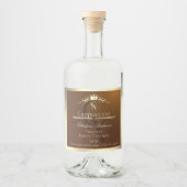 Bruin Productlabel Gouden Frame en Monogram Likeurfles Etiket (Voorkant)