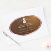 Bruin Productlabel Rosegouden Frame Logo Monogram Ovale Sticker (Envelop)