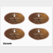 Bruin Productlabel Rosegouden Frame Logo Monogram Ovale Sticker (Vel)