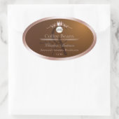Bruin Productlabel Rosegouden Frame Logo Monogram Ovale Sticker (Tas)