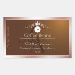 Bruin Productlabel Rosegouden Frame Logo Monogram Rechthoekige Sticker