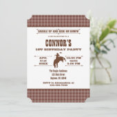 Bruin Pset Cowboy Rodeo Birthday Kaart (Staand voorkant)