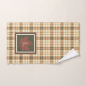 Bruin Pset Pattern Herfst Maple Leaf Monogram Bad Handdoek (Handdoek)