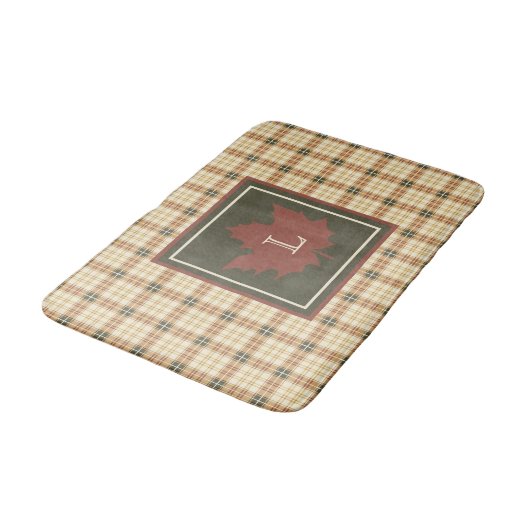 Bruin Pset Pattern Herfst Maple Leaf Monogram Badmat (Gekanteld)