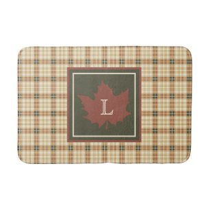 Bruin Pset Pattern Herfst Maple Leaf Monogram Badmat