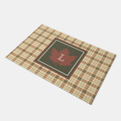 Bruin Pset Pattern Herfst Maple Leaf Monogram Deurmat (Schuin)