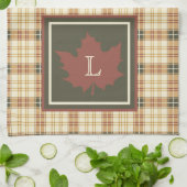 Bruin Pset Pattern Herfst Maple Leaf Monogram Theedoek (Gevouwen)