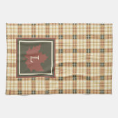Bruin Pset Pattern Herfst Maple Leaf Monogram Theedoek (Horizontaal)