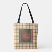 Bruin Pset Pattern Herfst Maple Leaf Monogram Tote Bag (Achterkant)
