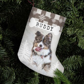 Bruin Pset Rustic Pine Trees Dog Bone Pet Foto Kleine Kerstsok