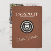 Bruin Puerta Vallarta paspoort Bewaar de datum Save The Date (Voorkant / Achterkant)