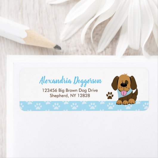 Bruin Puppy Dog Aangepaste Adresetiketten Etiket (Insitu)