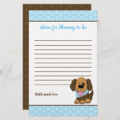 Bruin Puppy Dog Baby shower Advice Card (Voorkant / Achterkant)