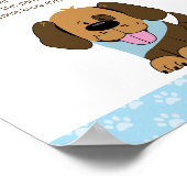 Bruin Puppy Dog Baby shower Diaper Thoughts Game Poster (Hoek)