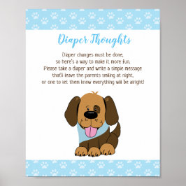 Bruin Puppy Dog Baby shower Diaper Thoughts Game Poster