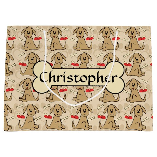 Bruin puppy Dog grafisch ontwerp aanpassen Groot Cadeauzakje (Voorkant)