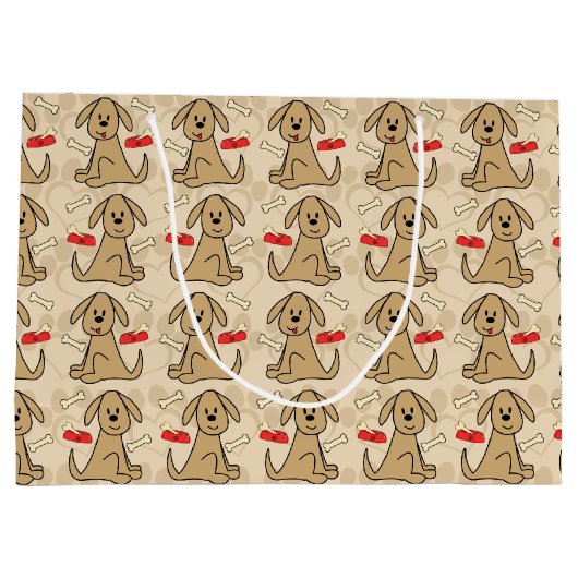Bruin puppy Dog grafisch ontwerp aanpassen Groot Cadeauzakje (Achterkant)