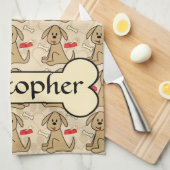 Bruin puppy Dog grafisch ontwerp aanpassen Theedoek (Quarter Fold)