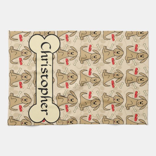 Bruin puppy Dog grafisch ontwerp aanpassen Theedoek (Horizontaal)