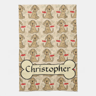 Bruin puppy Dog grafisch ontwerp aanpassen Theedoek