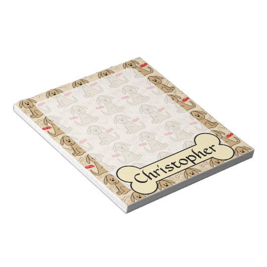 Bruin puppy Dog-ontwerp personaliseren Notitieblok (Schuin)