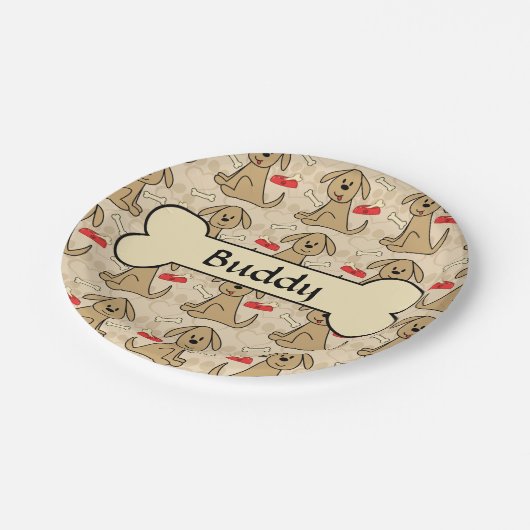 Bruin puppy Dog-ontwerp personaliseren Papieren Bordje (Gekanteld)
