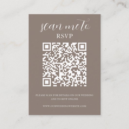 Bruin | QR-code | Bruiloft RSVP Informatiekaartje (Voorkant)