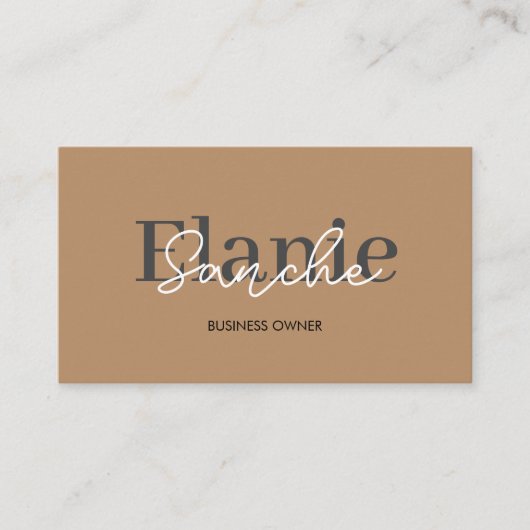 Bruin QR Code Trendy Elegant Modern Visitekaartje (Voorkant)