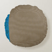 Bruin, rechthoek, hout, beige, grijs, goud, letter rond kussen (Voorkant)