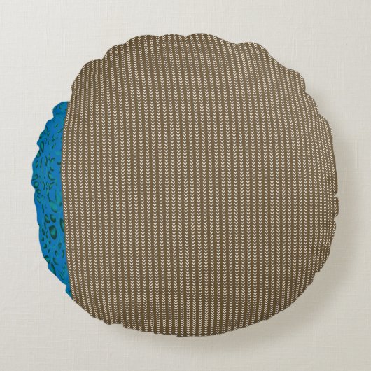 Bruin, rechthoek, hout, beige, grijs, goud, letter rond kussen (Voorkant)