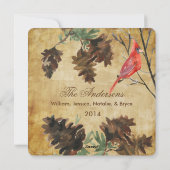 Bruin. Red Kardinaal Pine Cones Holiday Kaart (Achterkant)