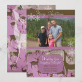 Bruin rendiertje op lavender Photo Holiday Kaart (Voorkant / Achterkant)