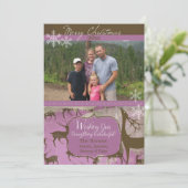 Bruin rendiertje op lavender Photo Holiday Kaart (Staand voorkant)