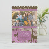 Bruin rendiertje op lavender Photo Holiday Kaart (Staand voorkant)