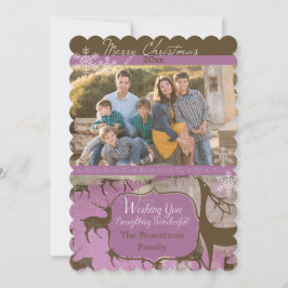 Bruin rendiertje op lavender Photo Holiday Kaart