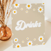 Bruin Retro 70's Drinken Drink Tafel Partij Teken Reclamebord Met Voetstuk