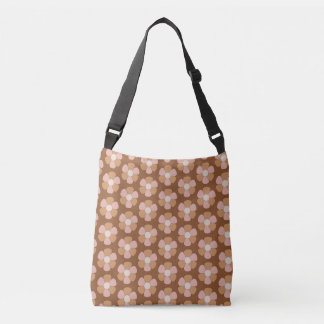 Bruin retro 70s Neutrale bloemen Crossbody Tas