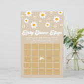 Bruin Retro Daisy Bingo Baby shower Spel Briefpapier (Staand voorkant)