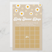 Bruin Retro Daisy Bingo Baby shower Spel Briefpapier (Voorkant / Achterkant)