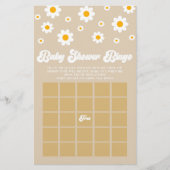 Bruin Retro Daisy Bingo Baby shower Spel Briefpapier (Voorkant)