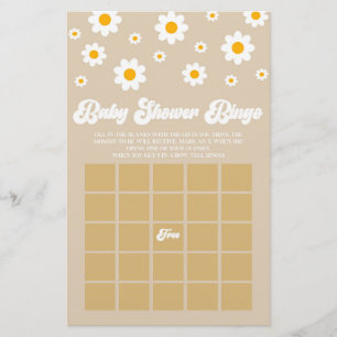 Bruin Retro Daisy Bingo Baby shower Spel Briefpapier