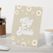 Bruin Retro Daisy Bloem Gift Tafel Party Teken Reclamebord Met Voetstuk (Insitu)