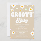 Bruin Retro Daisy Flower Groovy Baby Baby shower Kaart (Voorkant)