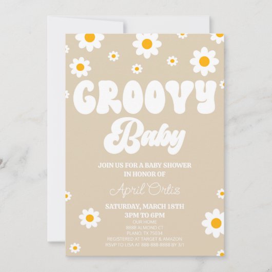 Bruin Retro Daisy Flower Groovy Baby Baby shower Kaart (Voorkant)