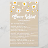 Bruin Retro Daisy Raad eens wie! Baby shower spel Briefpapier (Voorkant)
