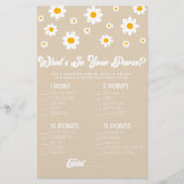 Bruin Retro Daisy Wat is in Purse Baby shower spel Briefpapier (Voorkant)