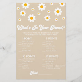 Bruin Retro Daisy Wat is in Purse Baby shower spel Briefpapier